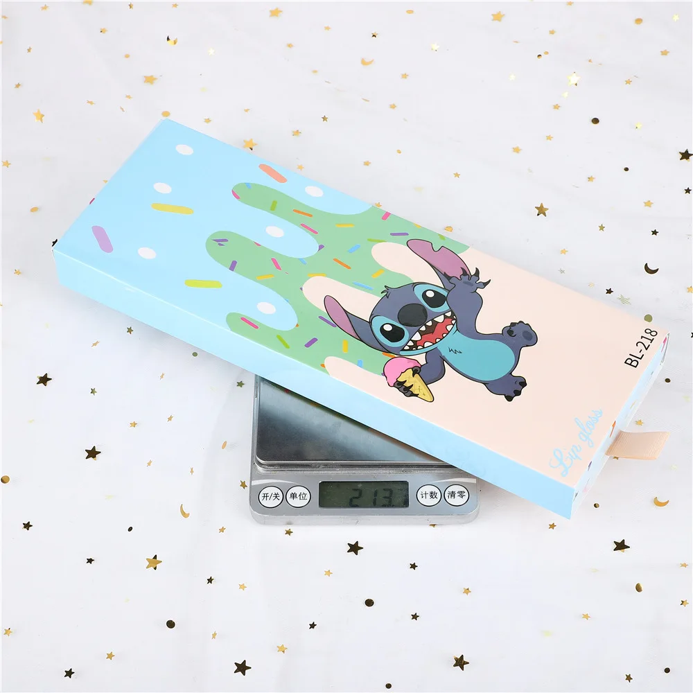 6 個ディズニーステッチかわいいアイスクリームグロッシーリップグロスセット水っぽい色が変化するリップグロス防水長持ち女の子の唇のメイクアップ