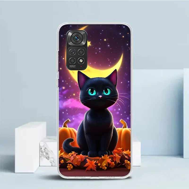 Kitten Cat Christmas Pumpkin Phone Case For Xiaomi Redmi Note 13 12S 12 11S 11 11T 11E Pro Plus 10S 10 9S 9 8T 8 7 + Soft TPU Ba