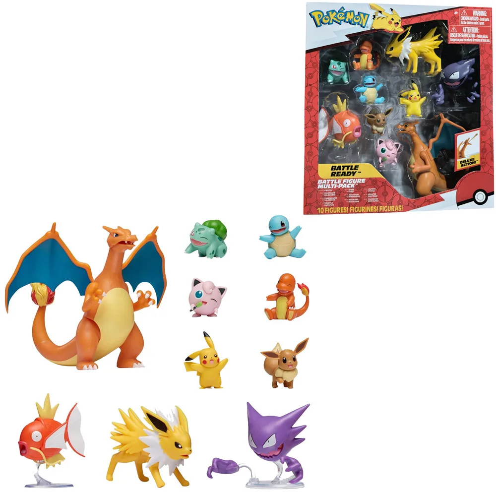 10Pcs/Set Pokemon Ultimate Battle Figures Toys Charizard Haunter Magikarp Jolteon Pikachu Eevee Dolls Anime Action Model Gifts