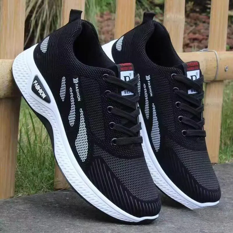 

Men's Sport Shoes Breathable Anti-Odor Summer Lightweight Casual Travel Soft Bottom Work Shoes round Toe Zipper Closure