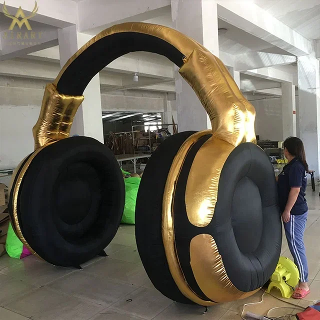 High quality factory produce inflatable headset arch,bespoke inflatable headphone for park mall party club event decoration