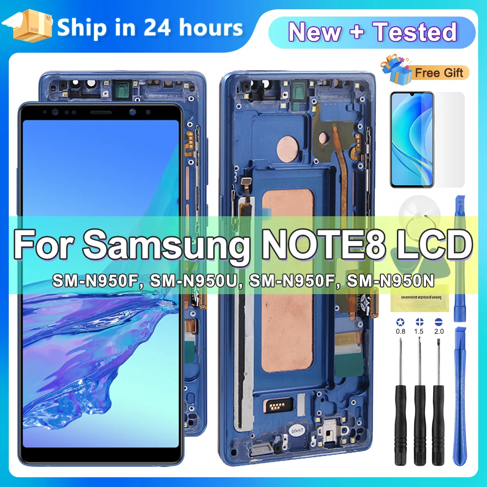 Note 8 For Samsung Galaxy N950 N950F N9500 LCD Display Touch Screen Digitizer Assembly Replacement Parts with Frame 100% Tested