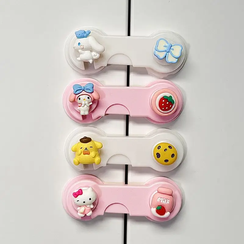 

Cinnamoroll Hello Kitty Cabinet Door Drawer Lock Safety Children Baby Cute My Melody Protection Paste Fashion Gifts for Girls