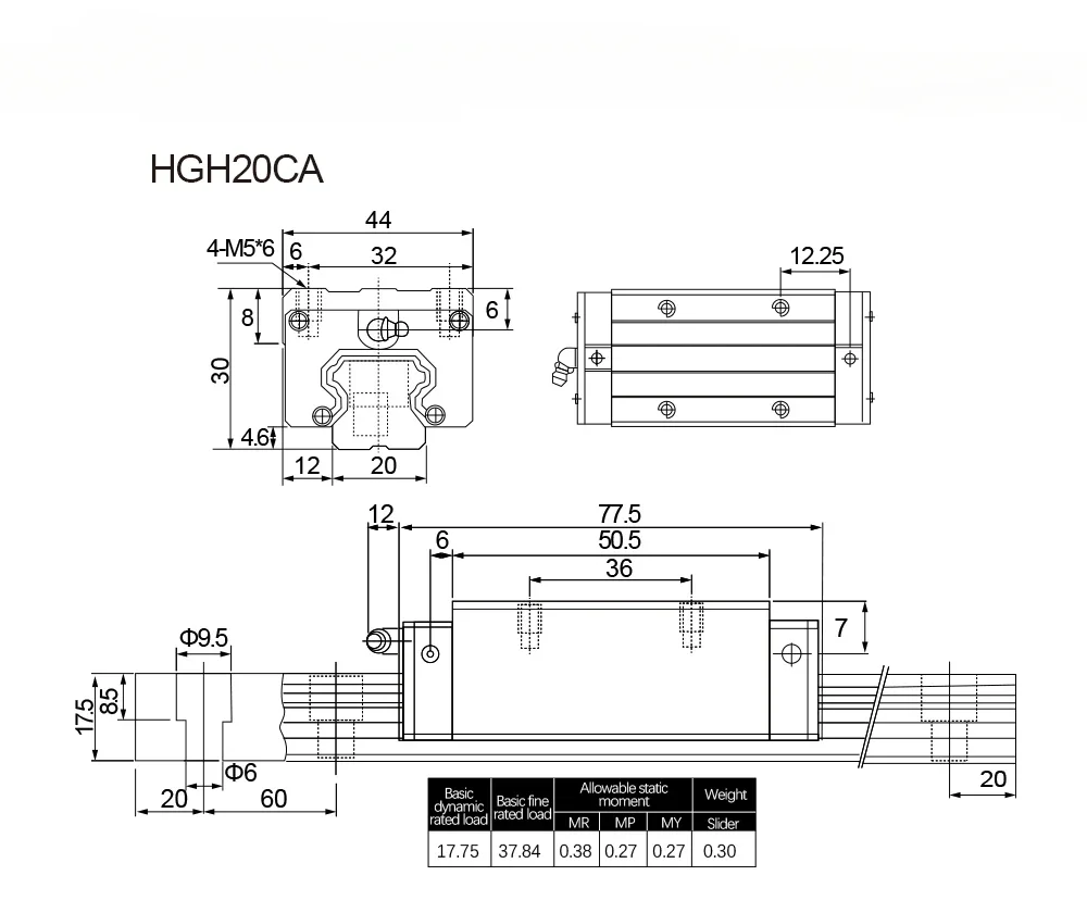 Imagem -06 - Bloco Linear do Trilho do Guia para o Router do Cnc Uso do Fósforo do Bloco Hgh15ca Hgw15cc Hgh20ca Hgw20cc Hgr15 Hgr20 Peças