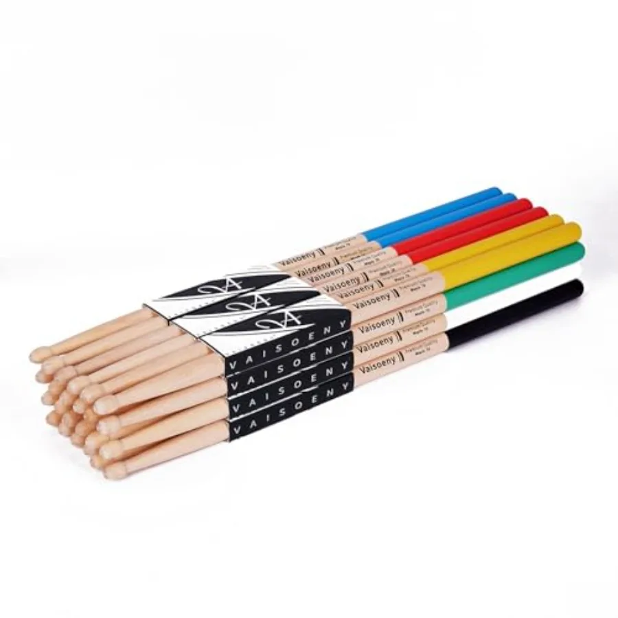 

7A Drum Sticks for Adults and 12 Pairs Classic Maple Wood with Non-slip Rubber Handle Black Percussion Accessories