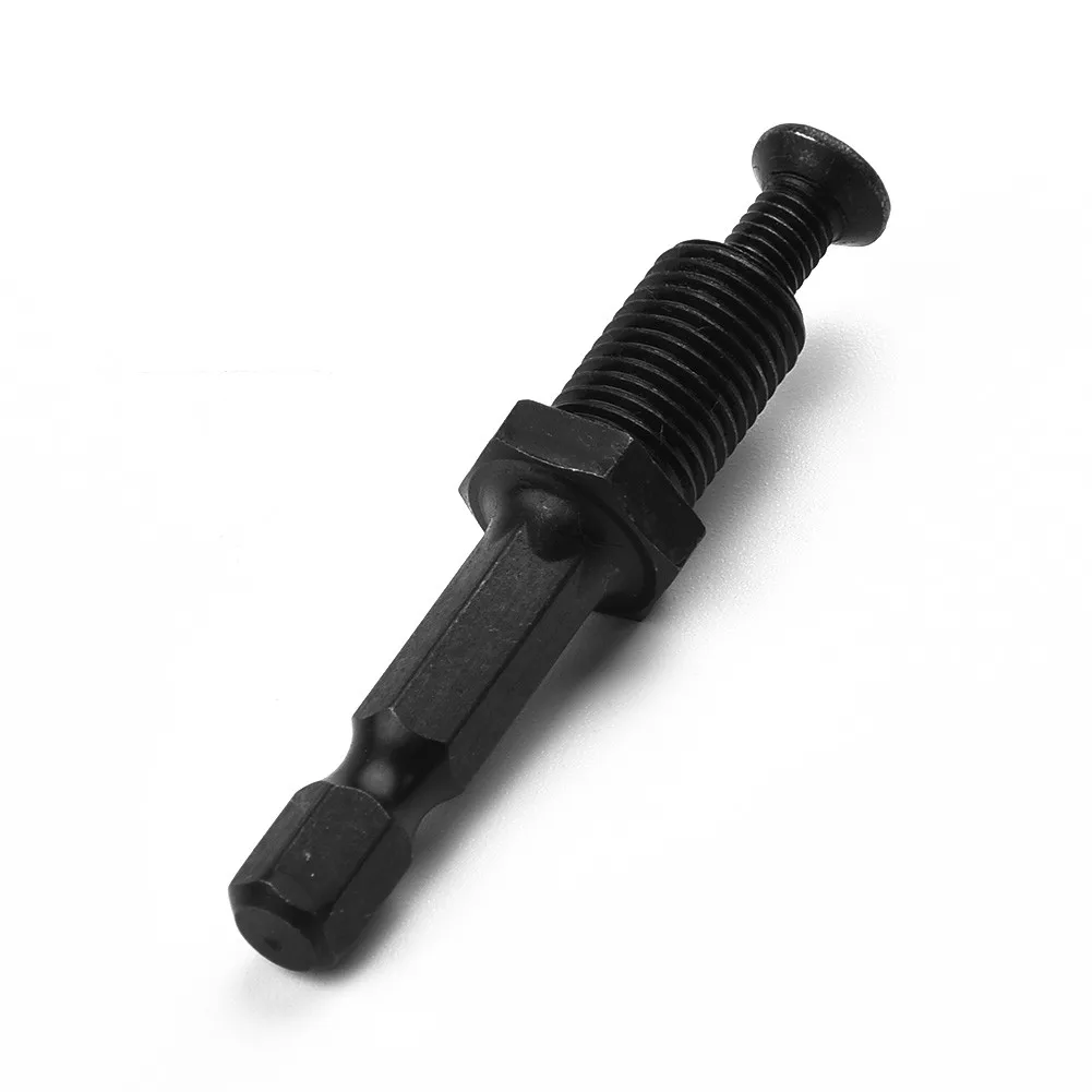 Adaptador de acero de vástago hexagonal 1/4 a tornillo de rosca macho de 3/8 pulgadas-24UNF para brocas, mandril negro sin llave, acero de bloqueo