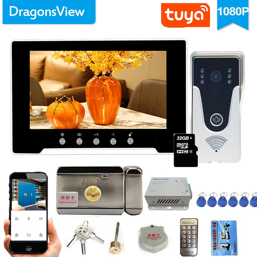 Dragonsview Tuya Wireless Video Door Phone Intercom with Electronic Lock  Video Doorbell WIFI Smart Home Security System