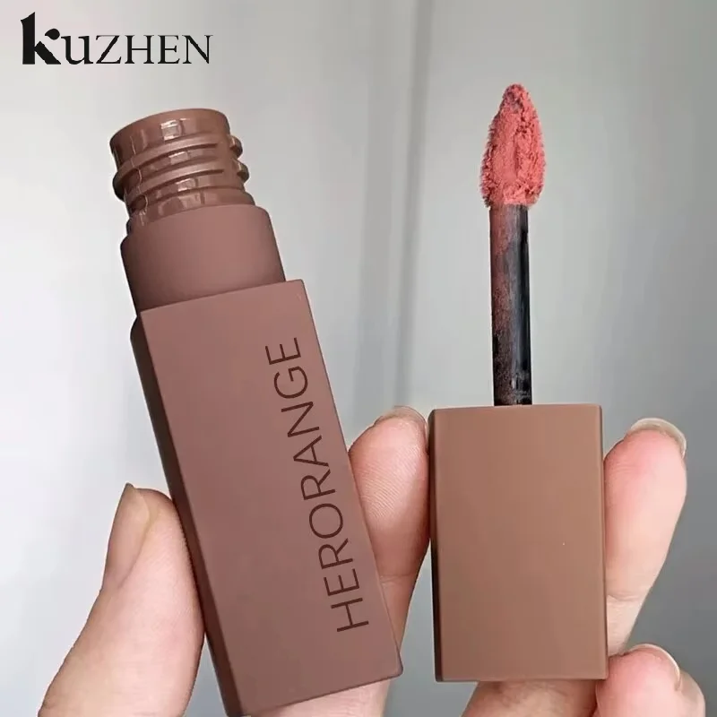 HERORANGE ماتي المخملية الشفاه الطين طويلة الأمد مقاوم للماء غير عصا كوب ملمع الشفاه حريري ناعم ضباب أحمر الشفاه ماكياج مستحضرات التجميل