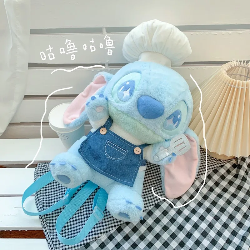 Stitch Anime Cartoon Plüschpuppen-Rucksack, großes Fassungsvermögen, Kawai Lilo & Stitch, trendiger Outdoor-Rucksack, weiches Plüschtier, Geburtstagsgeschenk