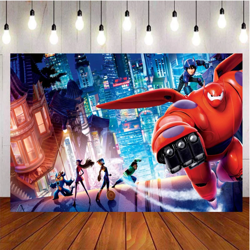 Big Hero 6 Hiro Hamada Photo Backdrop Background Photography Baby Shower Birthday Decoration Kid's Party Props Supplies Stage