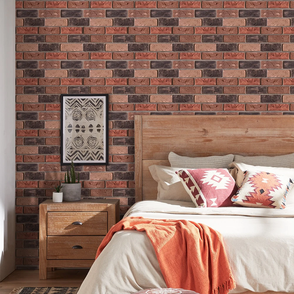 10/20pcs 3D Faux Brick Peel and Stick Wall Panels, Waterproof PVC Wall Stickers, Easy to Install, Home Wall Decor image 2