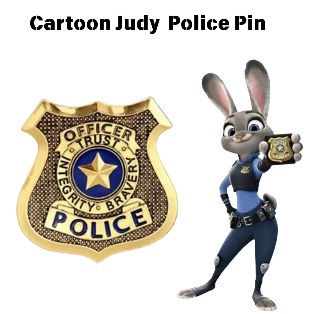 

Zootopia 2 Zootropolis Metal Badge Brooch Judy Hopps Police Pin for Women Men Lapel Pin Jewelry @