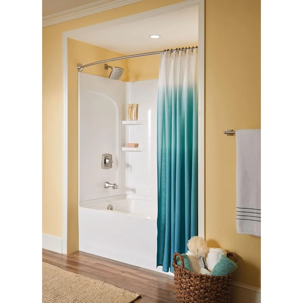 Spot Resist Brushed Nickel Bathroom Tub and Shower Trim Kit featuring Square Showerhead, Shower Handle