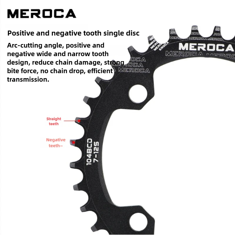 MEROCA XC Mtb Cranks Square Hole Crankset with Positive Negative Tooth Chainring 32/34/36/38T 104/64BCD 170mm Hollow Lightweight