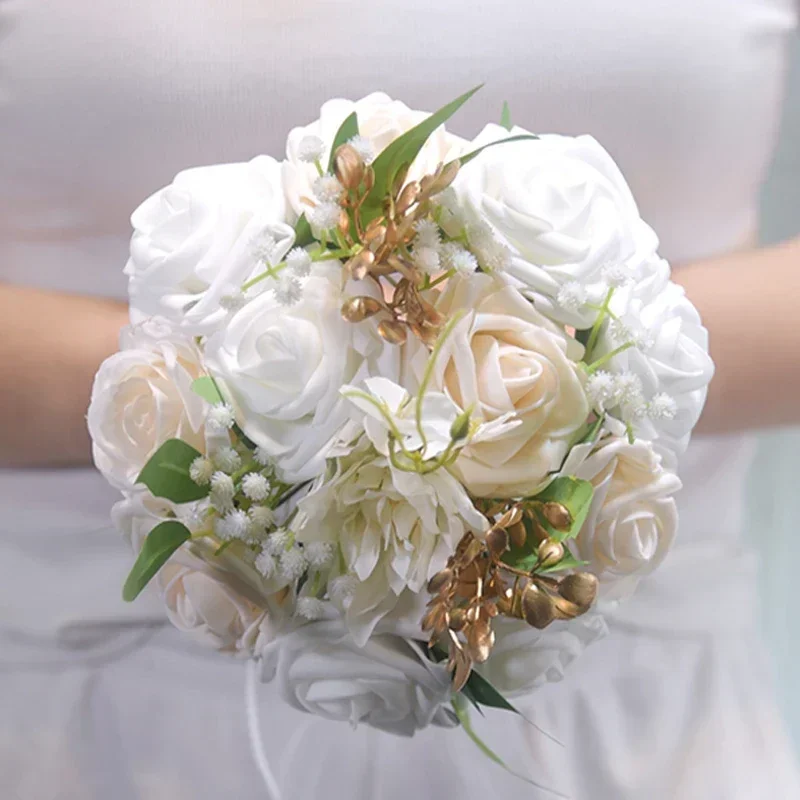 Ramos de novia azules para dama de honor, decoración de boda, rosa, decoración para fiesta de boda, despedida de soltera, ramo de lanzamiento de boda, 1 ud.