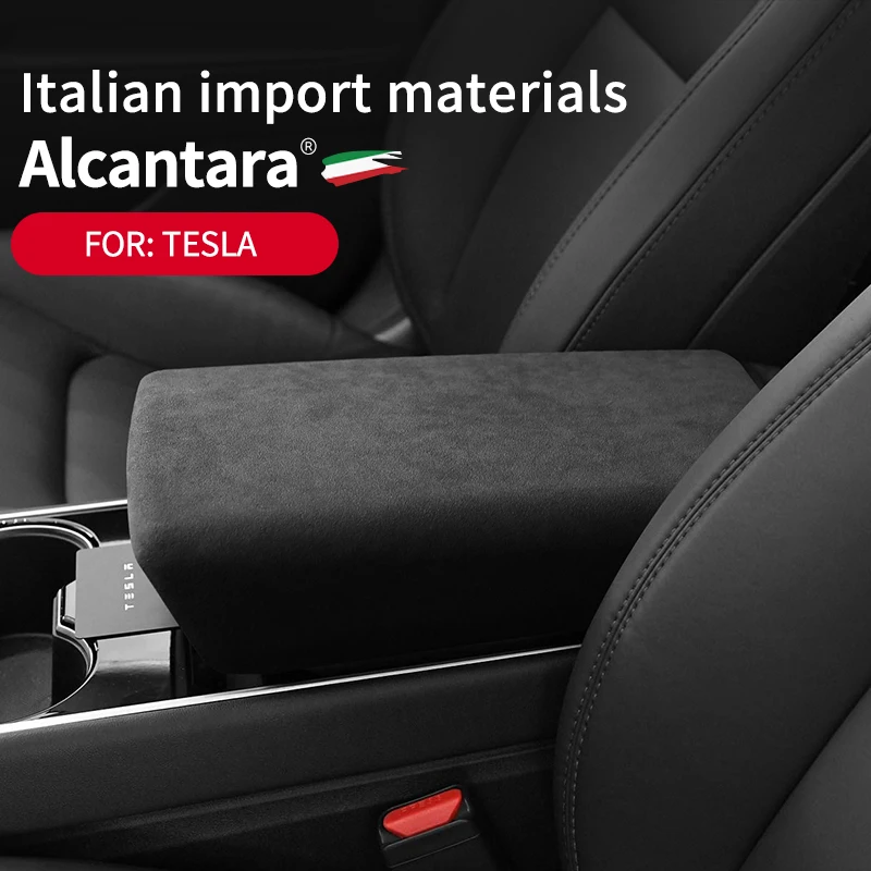 For Tesla Model 3, Model Y 2018 2019 2020 2021 2022 Alcantara Central  Armrest Lid Cover Sheath Shell Black