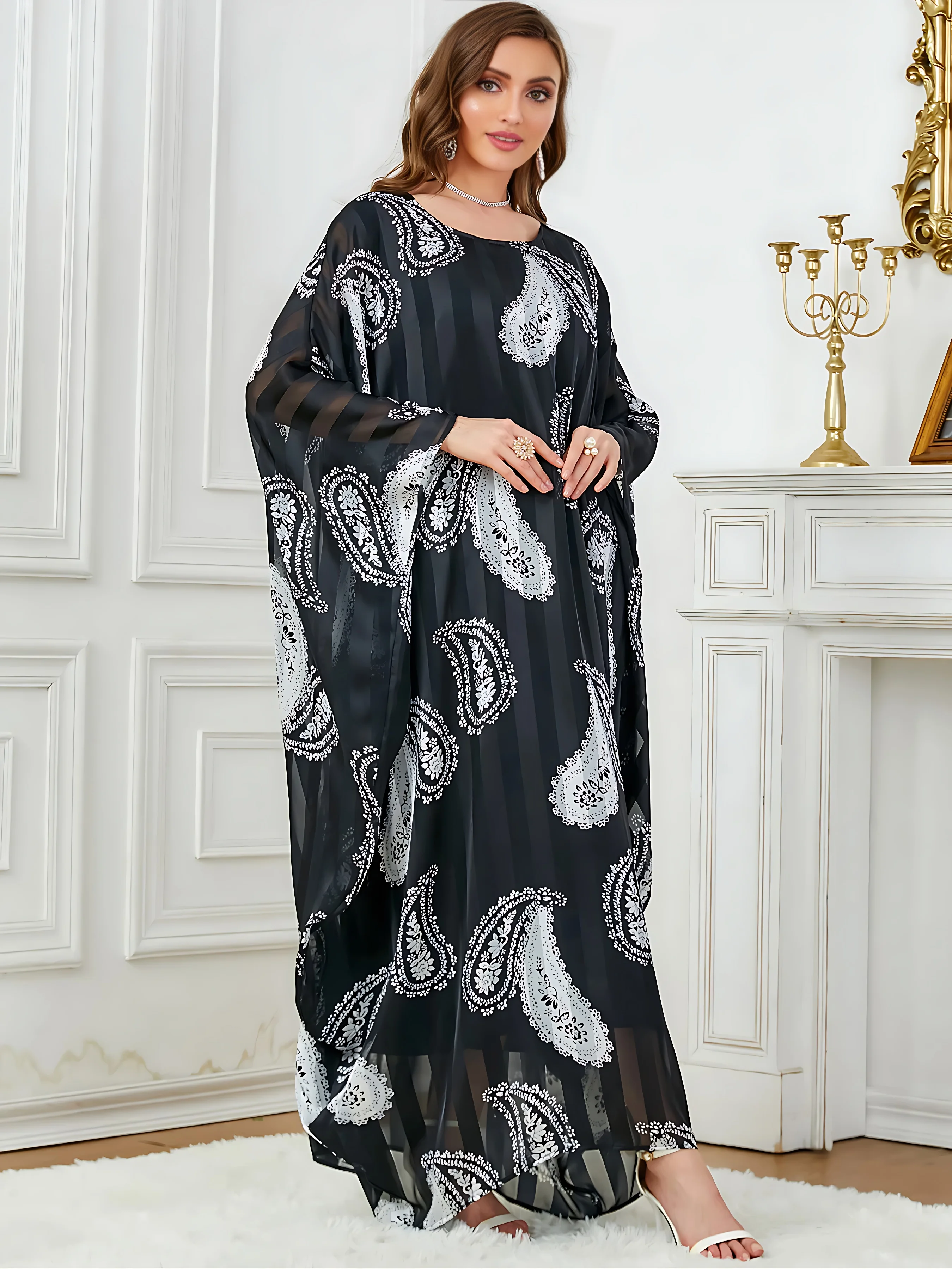 Dubai Evening Gown Abayas for Muslim Women Arab Ladies Black Indonesian Bat Sleeve Dress Loose Robe Djellaba Islam Maxi Kaftan