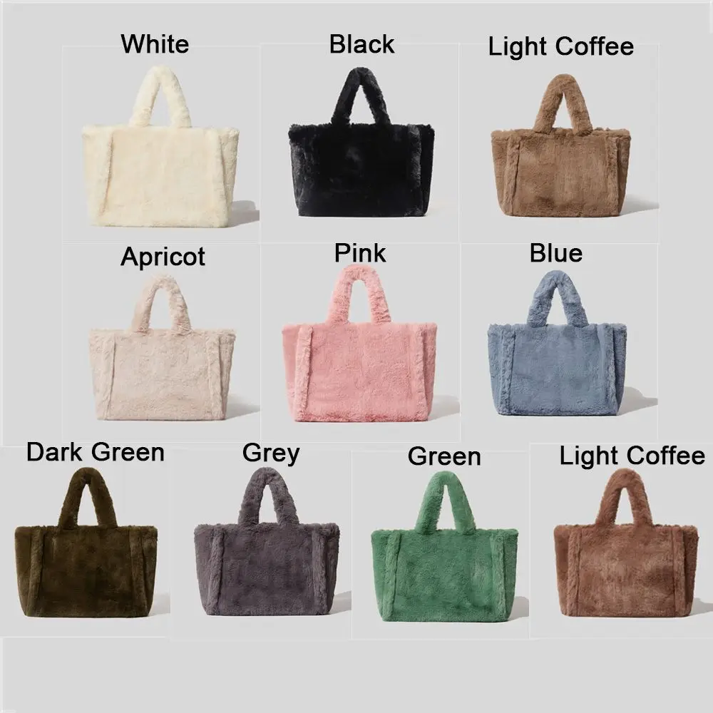 Fashion Large Tote Bag Luxury Faux Fur Women Handbags Designer Lady Hand Bags Fluffy Soft Plush Shopper Bag Warm Winter