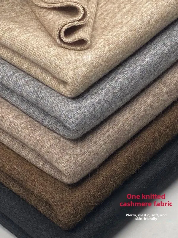 

High-End Knitted Double-Sided Camere Fabric Elastic Wool Sweater Straight Leg Pants Skirt Underwear Material Autumn Winter