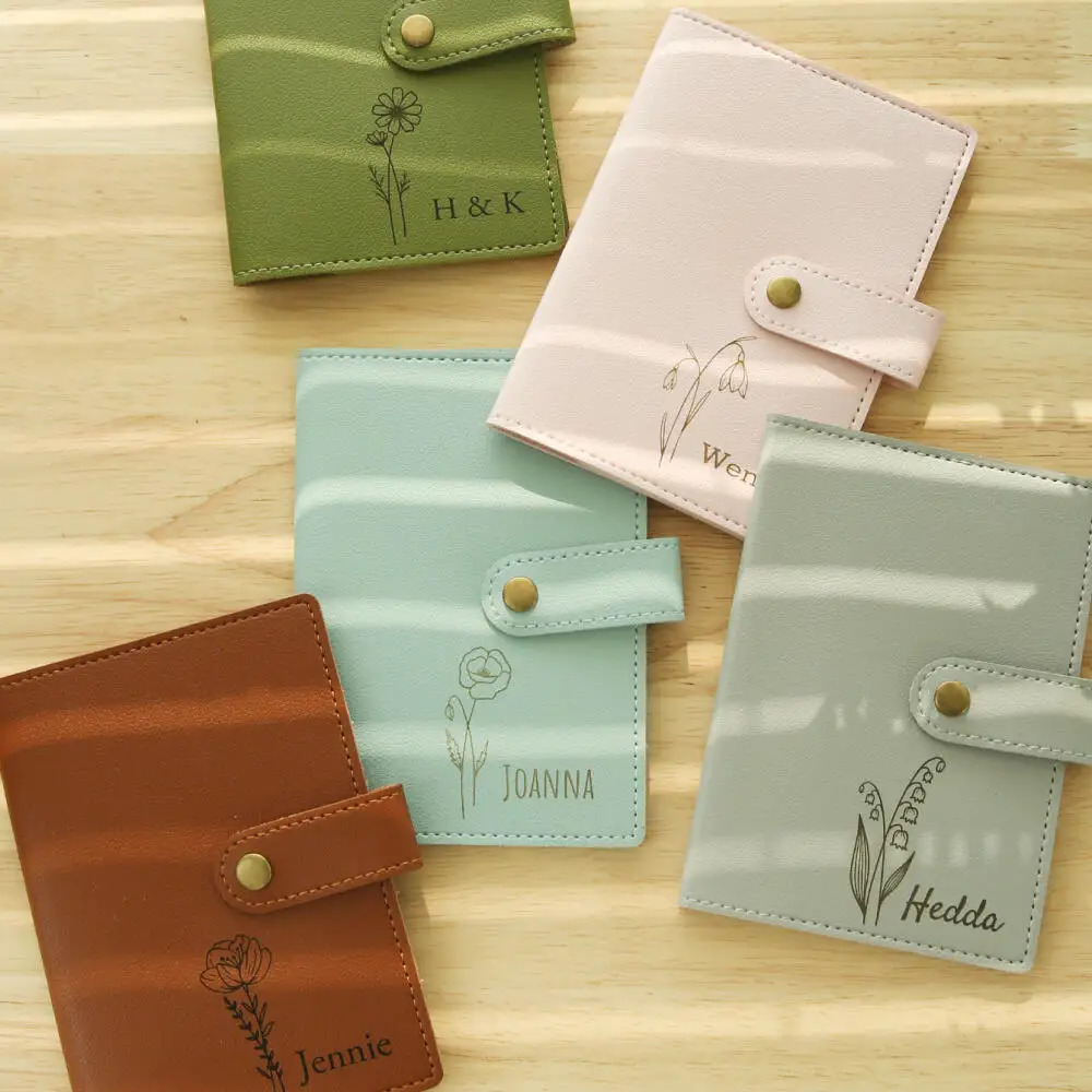 Personalized Custom Simple Travel Passport Holder Cover Case Wallet Rfid Blocking Pu Leather Card Case Travel Accessories Gifts