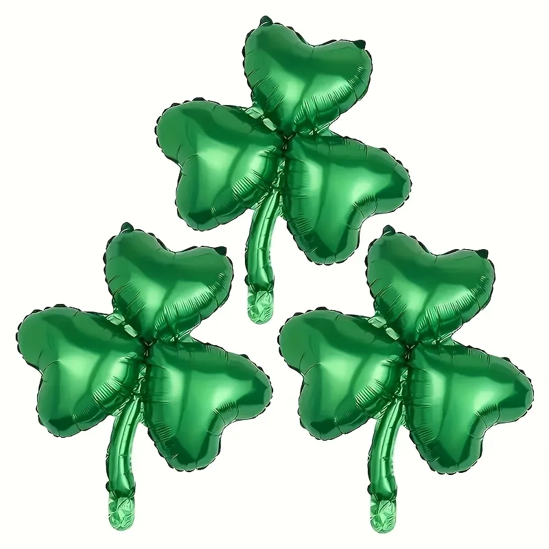 3-teiliges St. Patrick's Day-Ballon-Set, grünes Kleeblatt, Folienballons, Geburtstagsparty-Dekoration, Festival-Zubehör, Fotografie-Requisiten