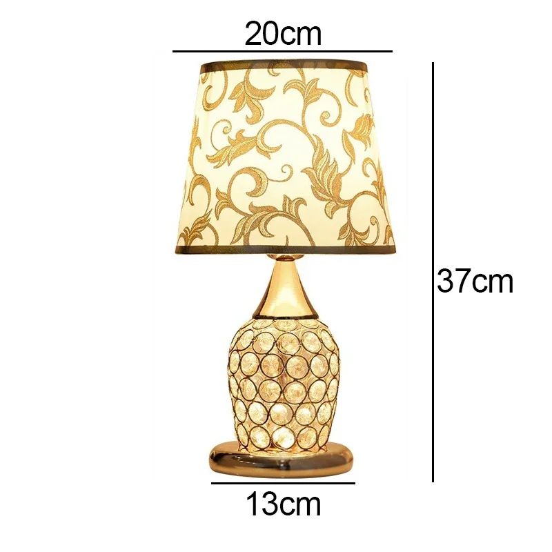 Candeeiro de mesa de cristal estilo europeu, candeeiro de cabeceira criativo, simples e moderno, quente e romântico, no quarto