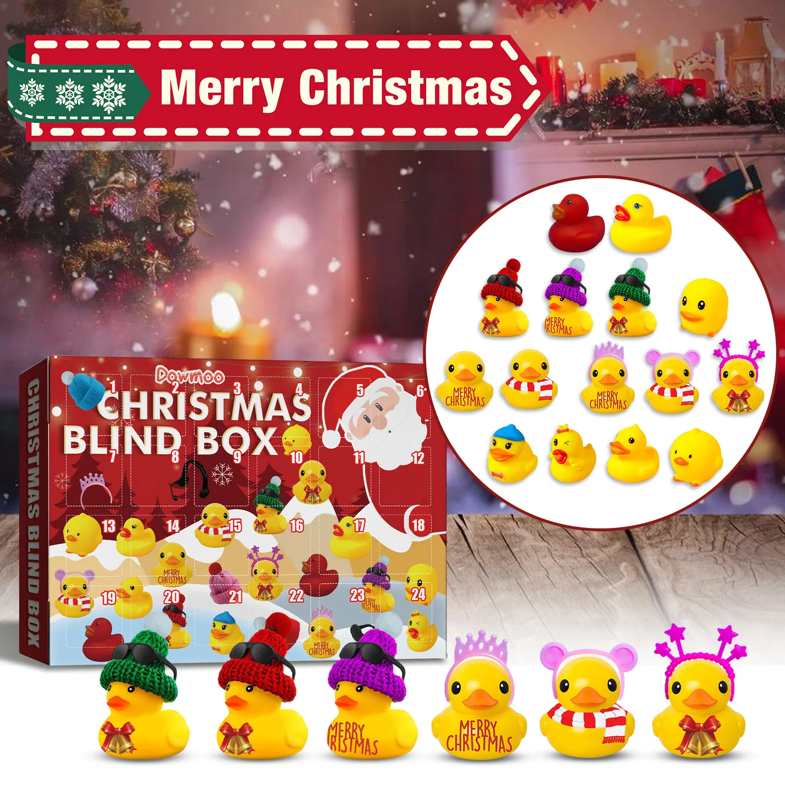 

Box of Yellow Duck Calendar for Desk Decoration, 24 Grid, Cartoon ducklings, Blind Box, Christmas Gift, Desk Decoration