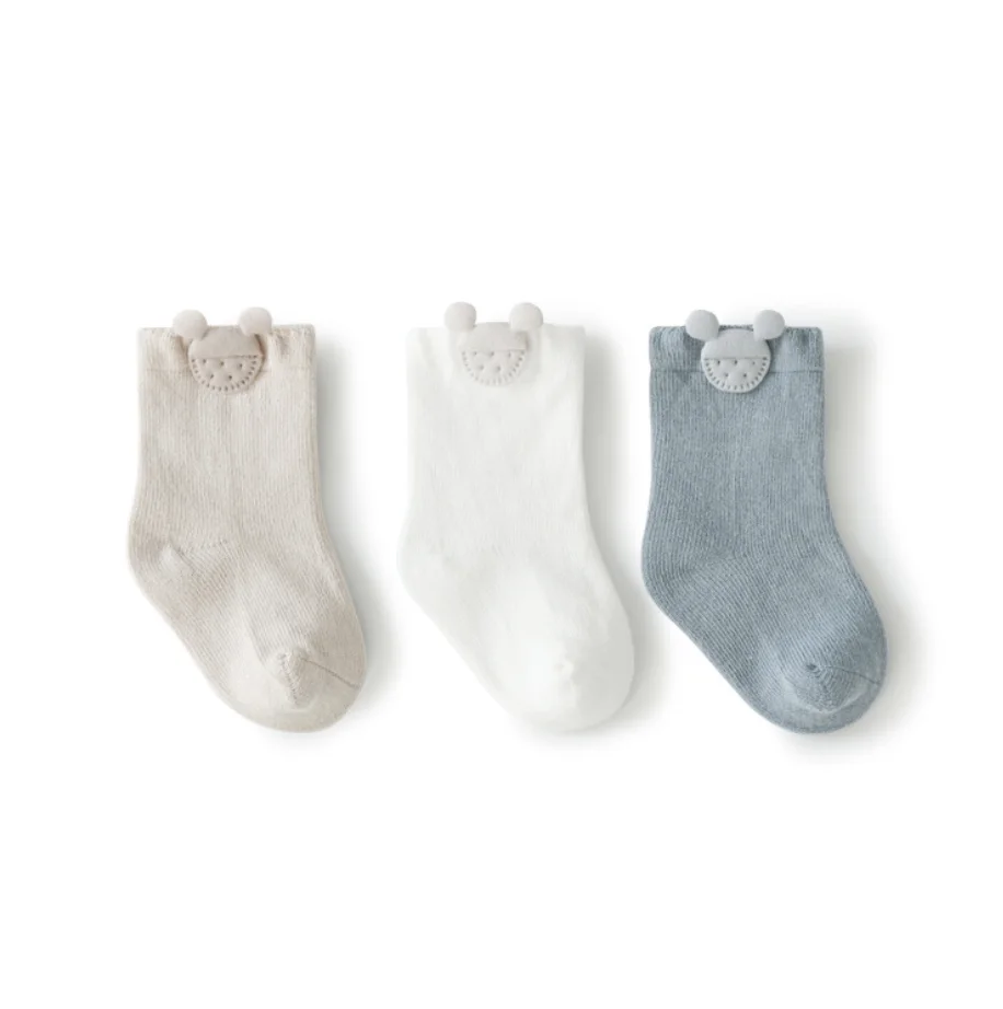 Chaussettes mignonnes en coton pour bébé garçon et fille, lot de 3 paires, automne