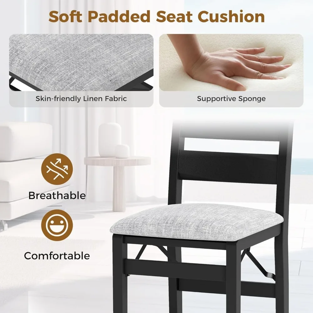 مجموعة كراسي تناول الطعام بمسند ظهر شرائحي منجد، كراسي مطبخ حديثة قابلة للطي مع مقعد مبطن، إطار خشبي مطاطي، مساند للذراعين، Com