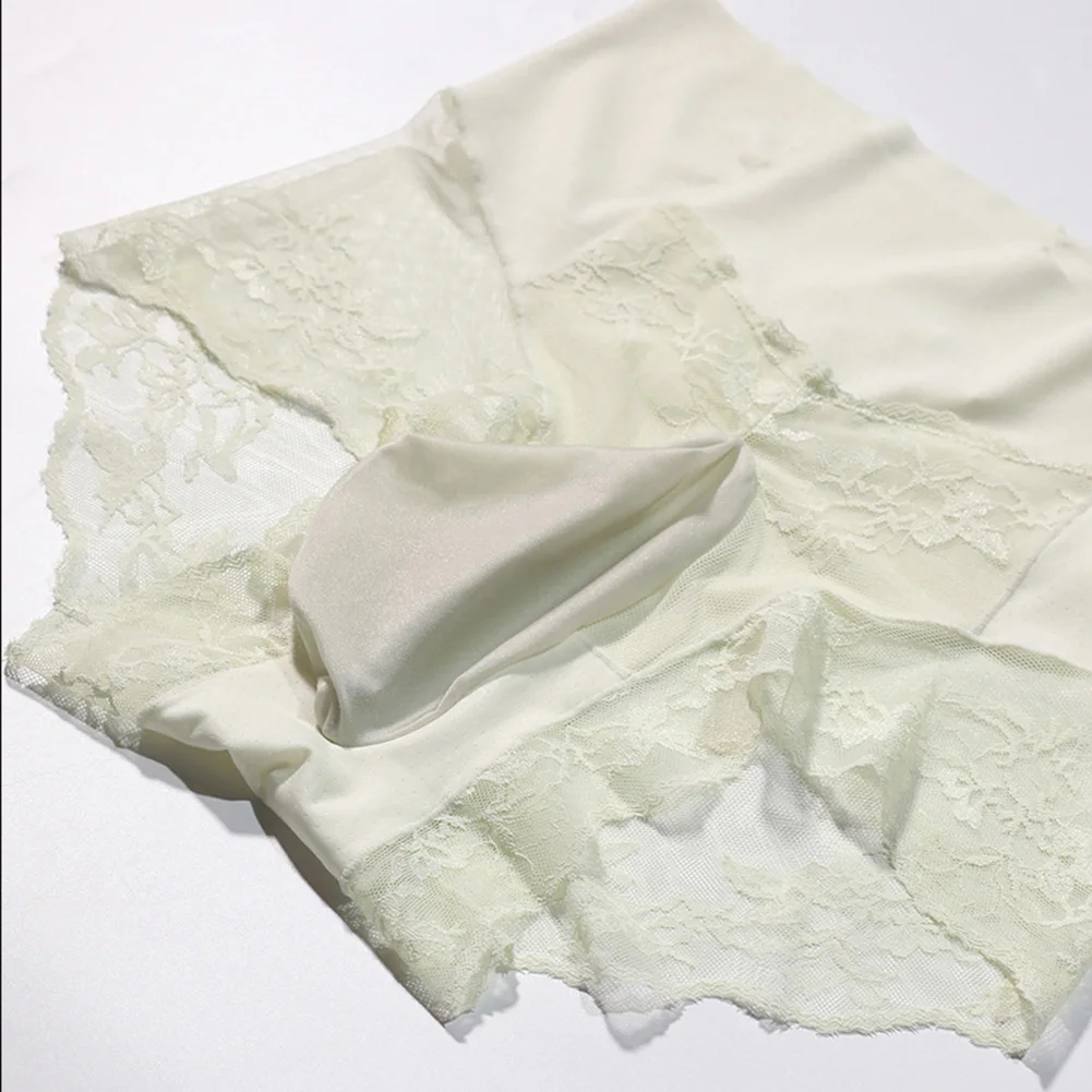 Men Ice Silk Gay Sissy Pouch Extreme Panties Lace Low Rise Underwear For Man See Through High Waist Briefs Very Hot Lingerie