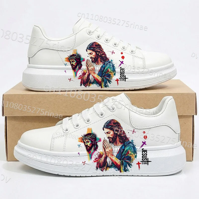 Picture 6: Suitable Gift Jesus Exclusive Design Women Men Platform Sneakers Colorful Art Print Simple Adult Men's Footwear
