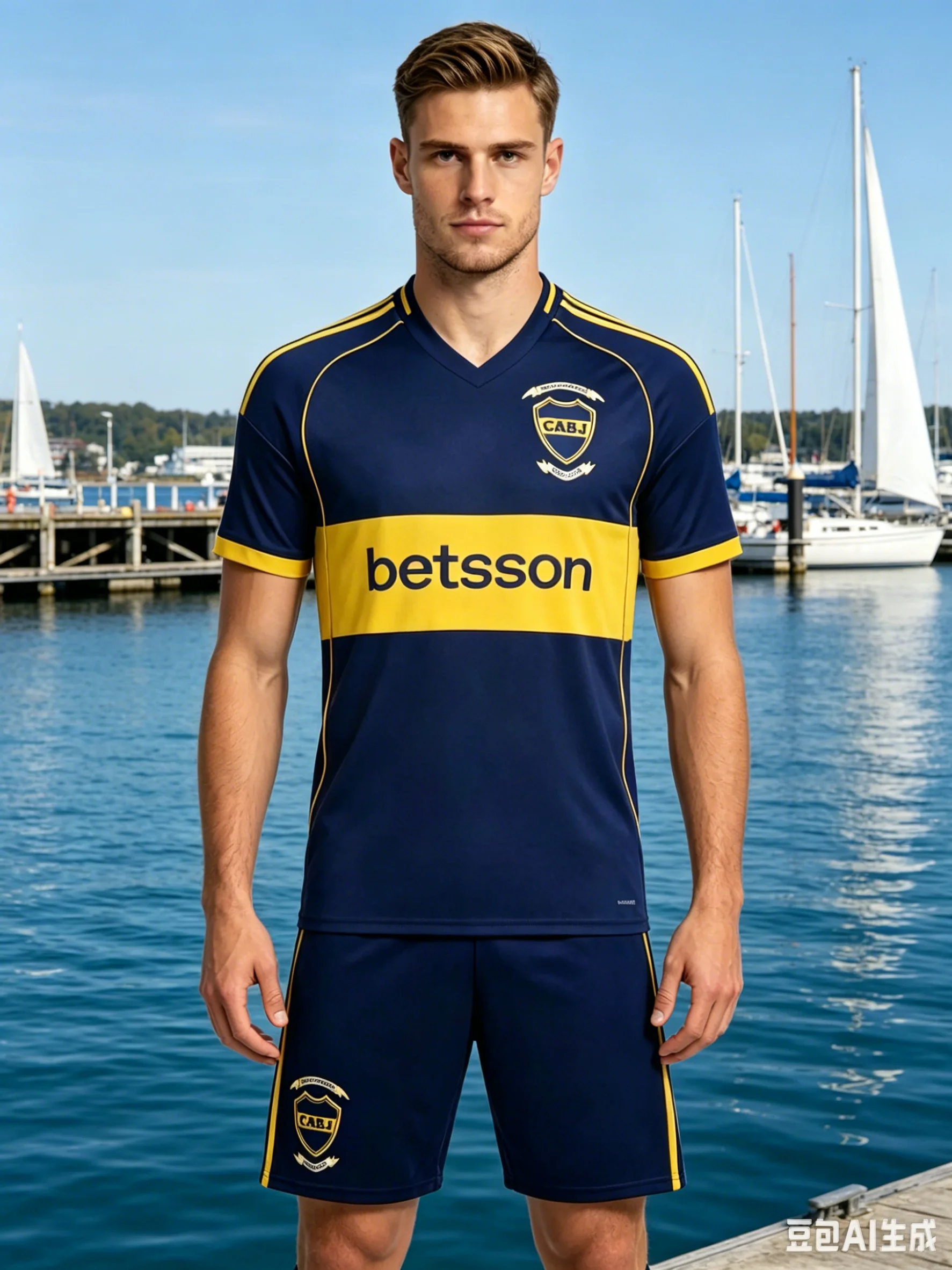 Conjunto de Camiseta y Pantalones Cortos de Fútbol Azul Marino y Amarillo del 100 Aniversario de Boca Juniors para Hombres, Niños y Aficionados, Ropa de Verano