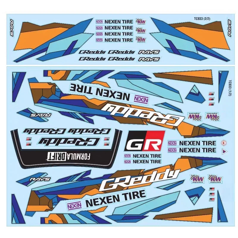 TC933 Scale 1/10 Rc drift sticker. 1/10 GR86 Greddy On road car Decals. 210mm x 297mm