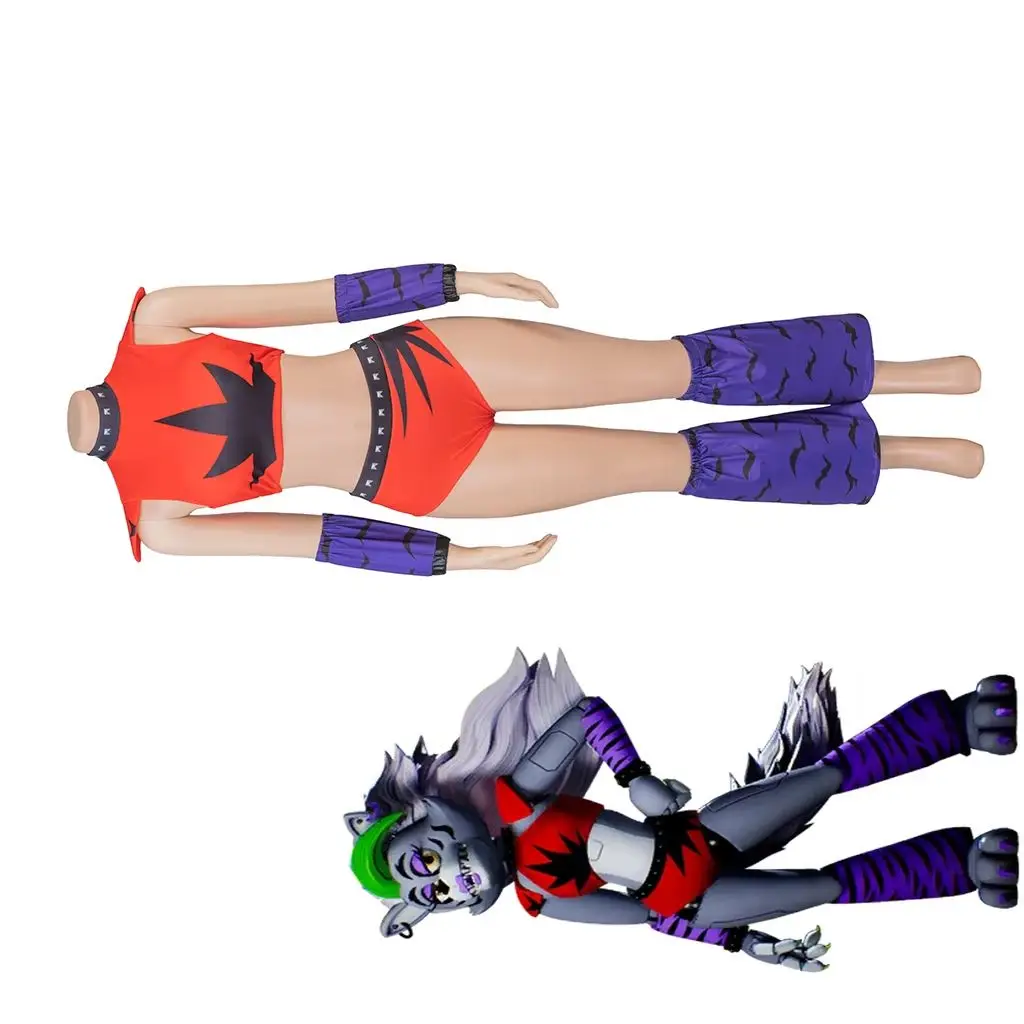 

Game Roxy Wolf Cosplay Costume Sexy Women Crop Top Shorts Full Set Battle Suit Halloween Carnival Party Disguise Uniform