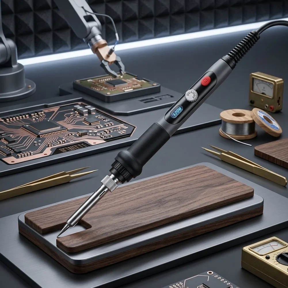 908N Soldering Iron with Heat Resistant Plastic Handle Non Slip Grip Integrated Power Indicator for Electronics Lab