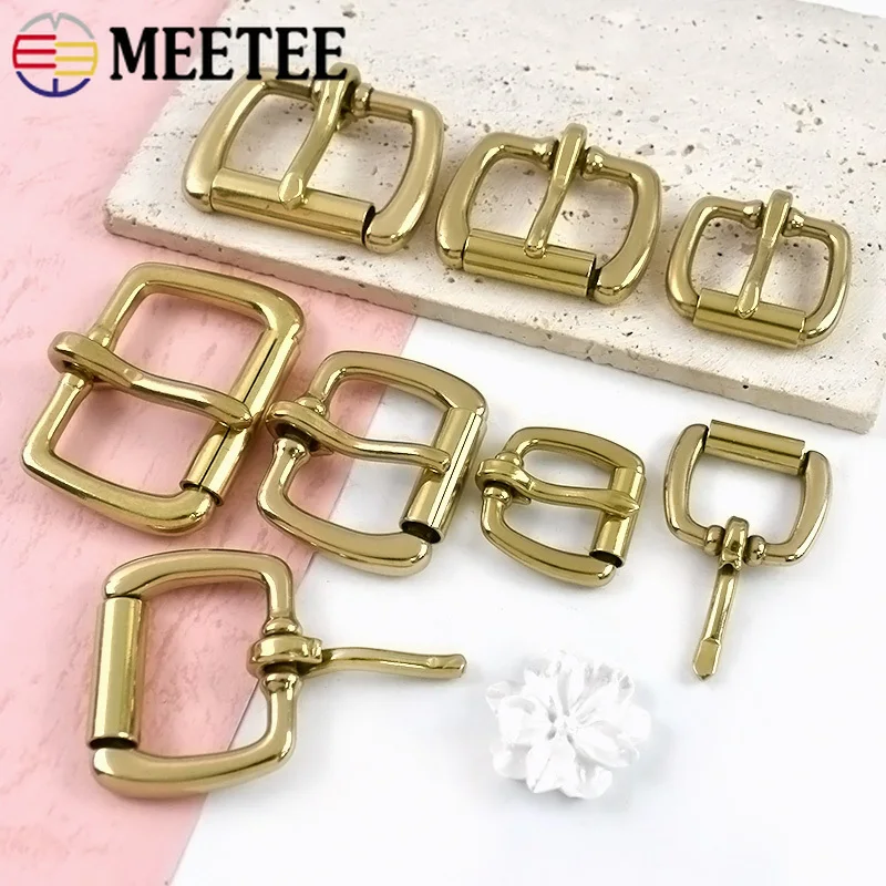 

3Pcs 16-38mm Solid Brass Men's Belt Buckles Roll Pin Clasp Bag Strap Waistband Leather Belts Decoration Replace Hook Accessories