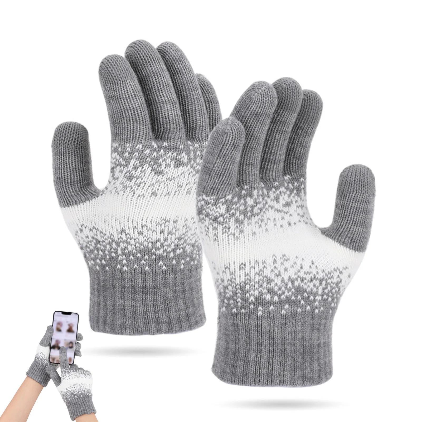 Winter Gestrickte Touchscreen Handschuhe Verdickte Fleece Gefüttert Warme Winddicht Handschuhe Für Männer Frauen Outdoor Wandern Reiten Radfahren