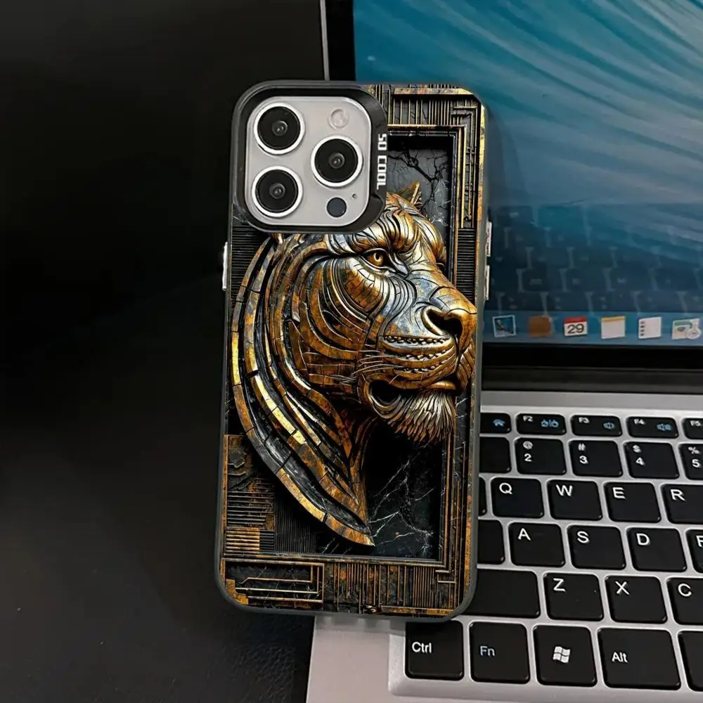 Tiger Head Design Hülle für iPhone 17 16 15 14 13 12 11 Pro/Max/Plus stoßfeste Rückabdeckung Anti-Fingerabdruck