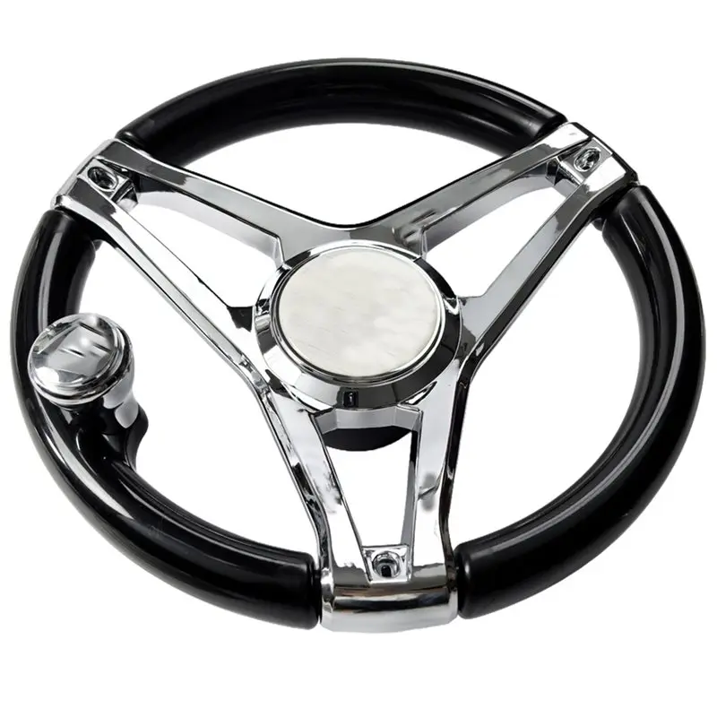 

M50K-Boat Steering Wheel With Turning Knob For Seastar And Verado- 3-Spoke Marine Design