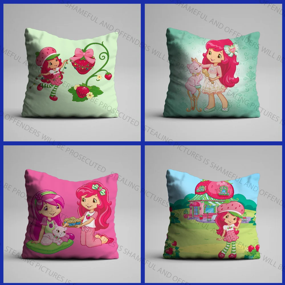 S-Strawberry-Shortcake Cartoon Pillow Case Pillowcase Home Sofa Cushions Car Cushions Office Pillow