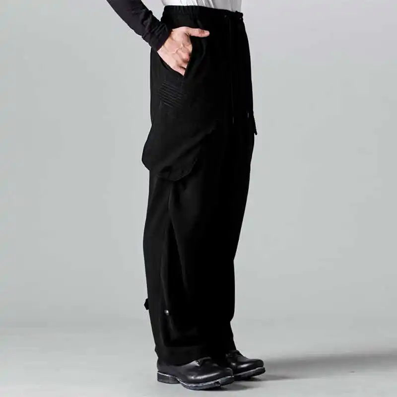 YOJI OOAK سراويل فضفاضة بنمط وظيفي متعددة الجيوب سراويل غير رسمية فضفاضة بسحاب ياباني عتيق