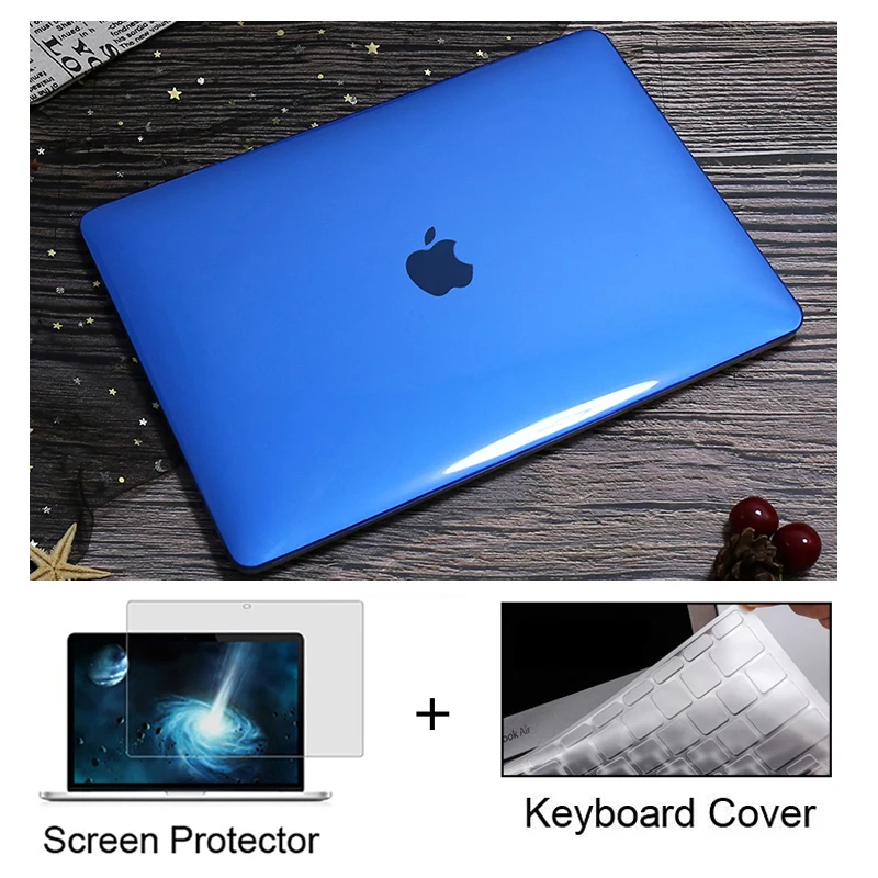 

Crystal Laptop Case+Keyboard Cover+Screen Film+Dust Pulg For 11 12 13 15 inchs Apple Macbook Air Pro Retina TouchBar A2159 A1932