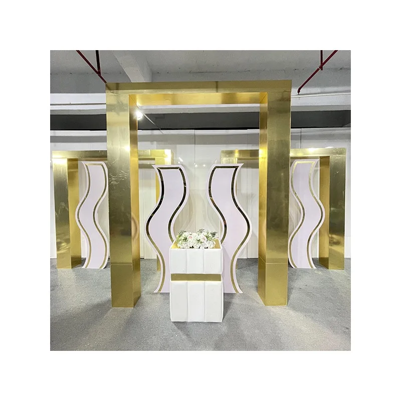 Wedding Party Popular Gold Customized rectangular Stainless Steel Door Backdrop Arch