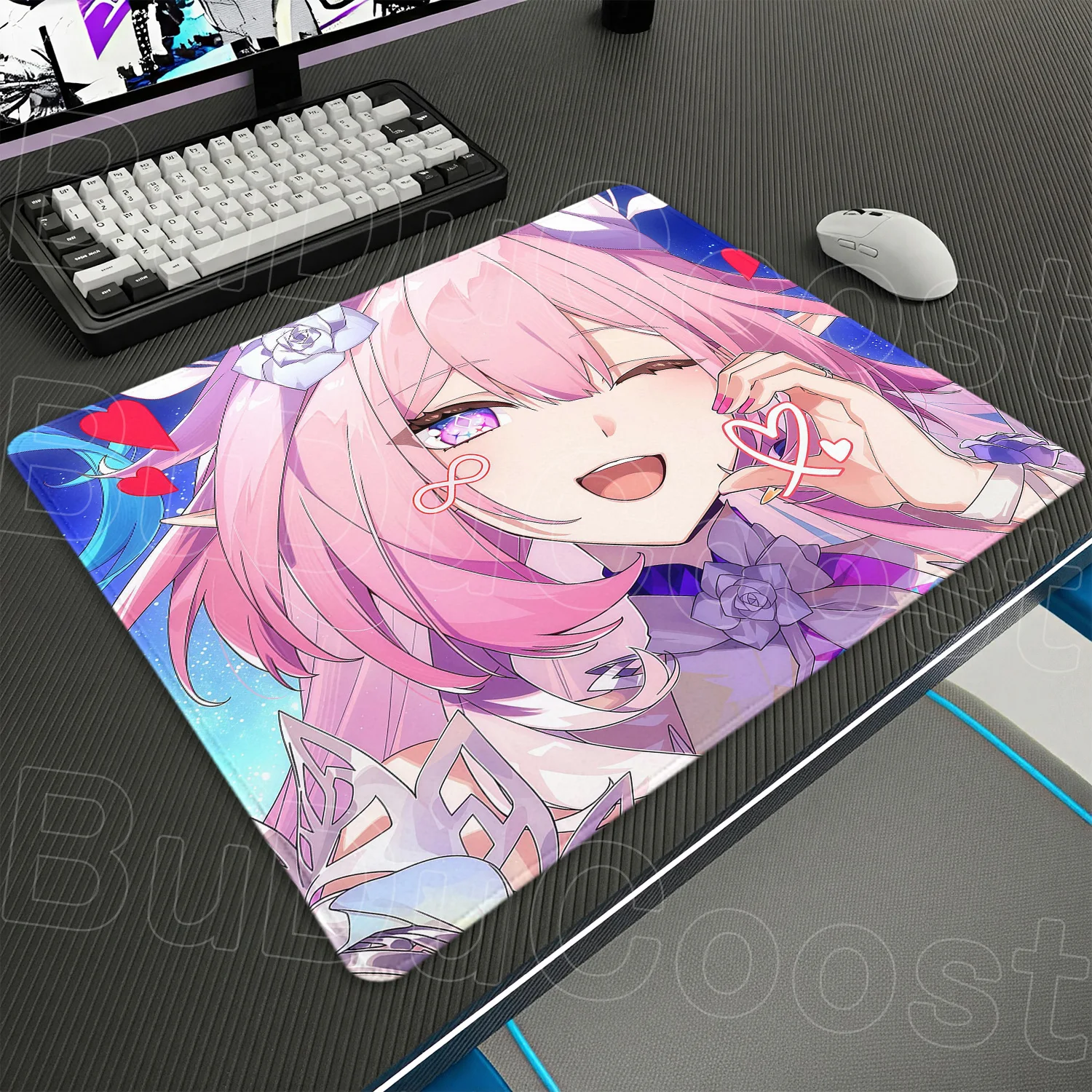 Cute Pink Evanescia Anime Girl Mousepad Small Laptop Game Honkai Star Rail Keyboard Mat 250x290mm Rubber Non-slip Pc Office Desk