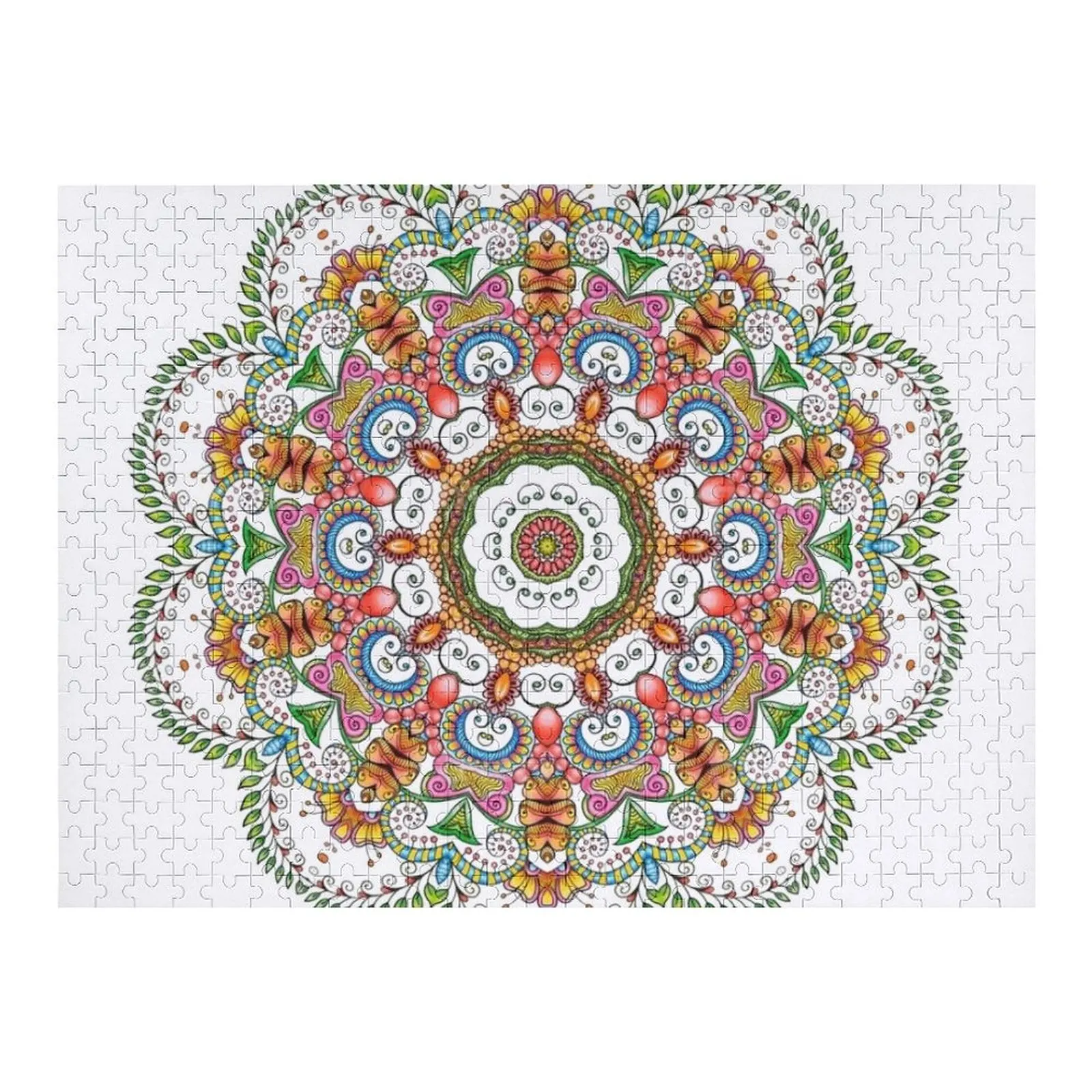 

Оранжево-зеленый пазл с мандалой, деревянный пазл на заказ