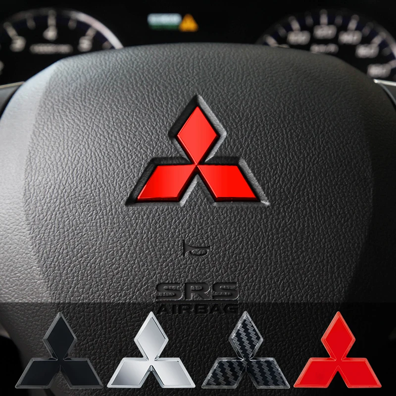 1 قطعة ألياف الكربون عجلة توجيه سيارة مركز شعار ملصق لميتسوبيشي أوتلاندر RalliArt ASX باجيرو لانسر ديكور داخلي