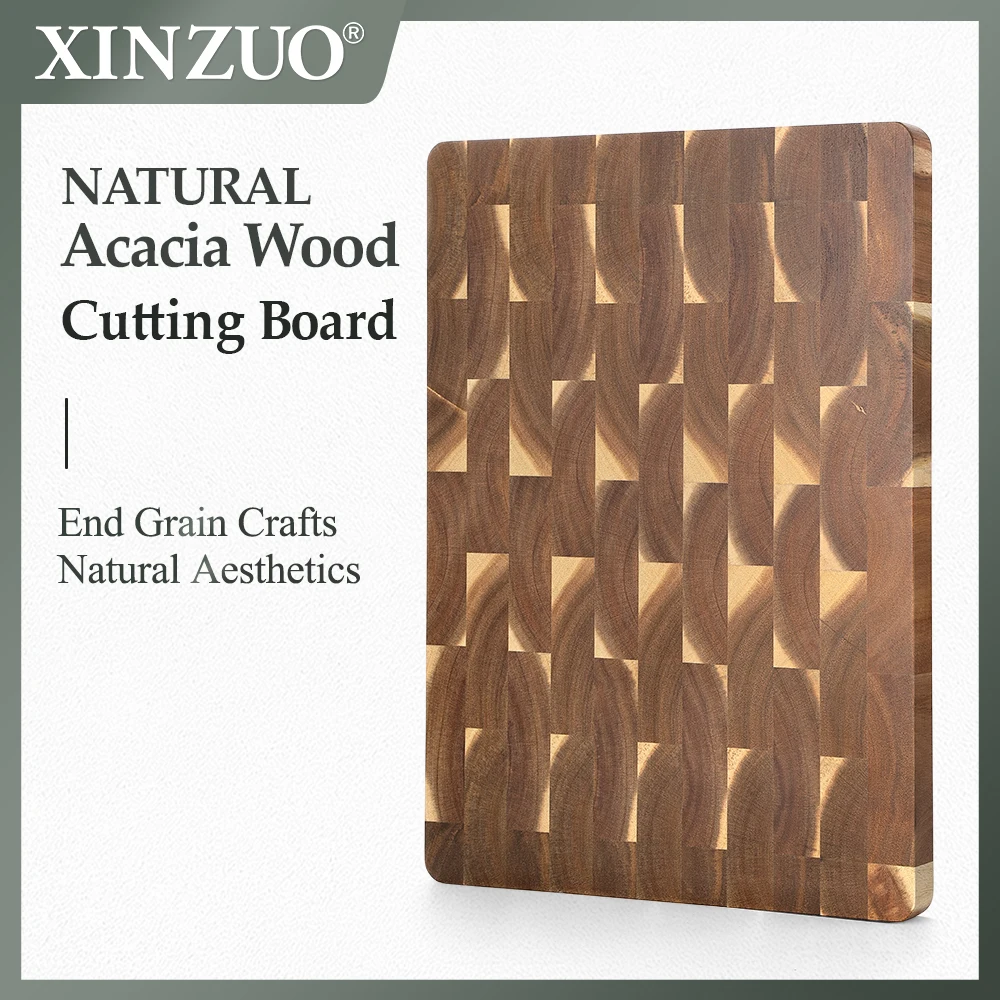 

XINZUO Acacia Wood End Grain Cutting Board Kitchen Meat Cutting Wood Thick Board Wooden Chopping Board