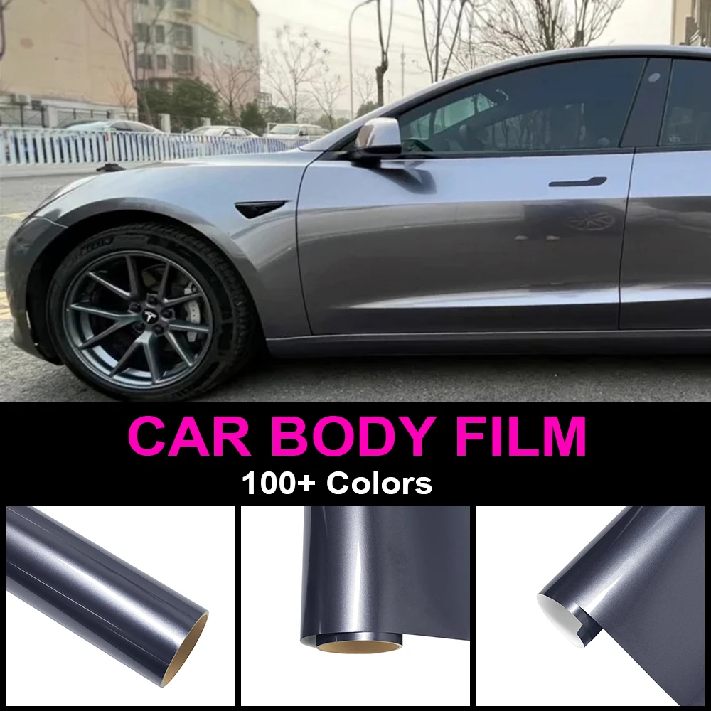 PET Metallic Charcoal Grey Car Wrapping Film Scratch-Resistant Durable Color Change Sticker Cover Vehicles Motorcycle Modified