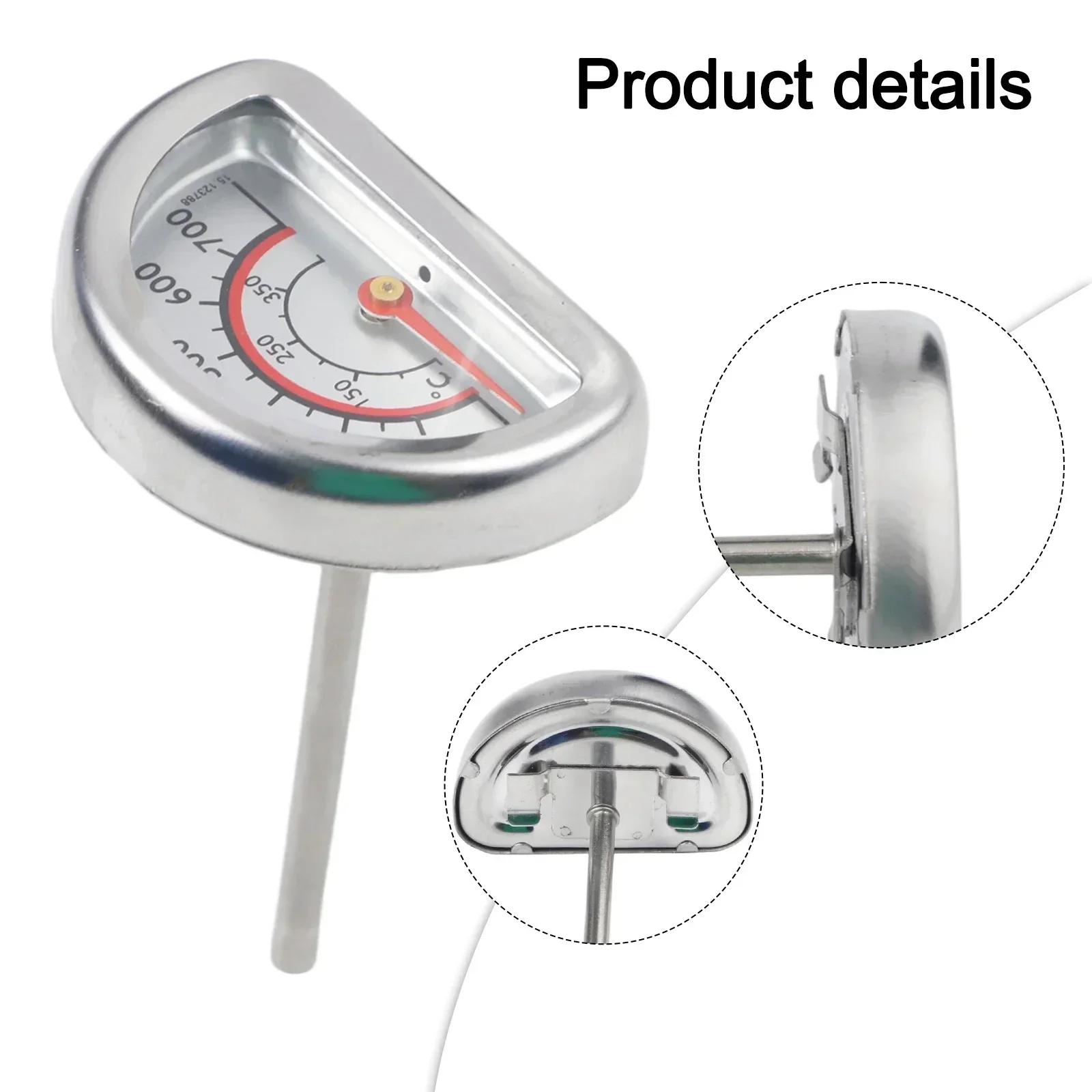 For BBQ Oven Use Stainless Steel Bimetallic Thermometer with Dual Scale Large Dial for Accurate Temperature Reading
