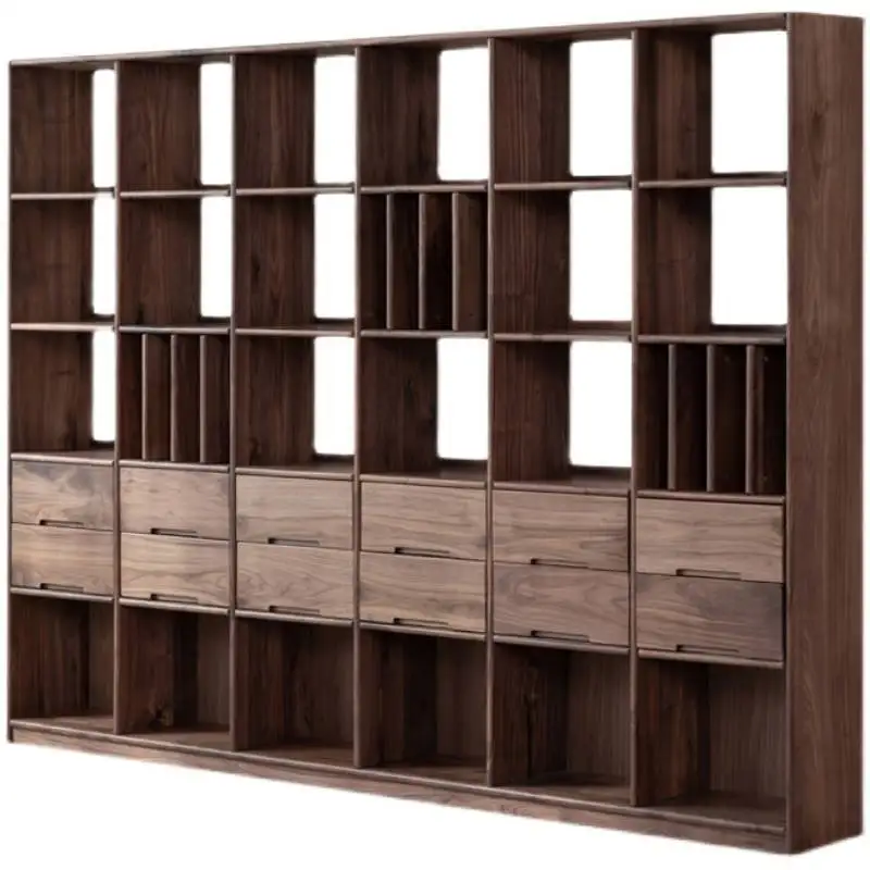 

Modern and simple North America, black walnut log combination floor-to-ceiling bookcase, locker storage cabinet